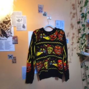 Hot Topic Halloween Long Sleeve Sweatshirt Top Cats Skulls Skeleton Holiday